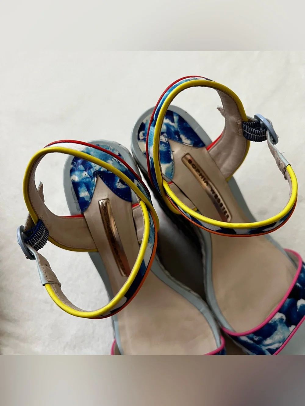 Sophia Webster Lucita Oceana Multicolor Espadrille Wedge Sandals Size 38.5